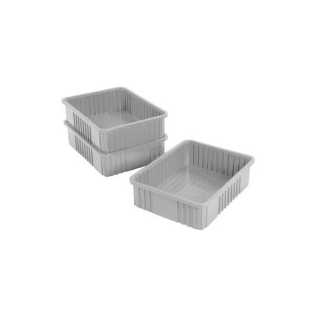 Quantum Storage Systems GEC 153; Plastic Dividable Grid Container - DG93060, 22-1/2L x 17-1/2W x 6H, Gray, PK3 DG93060GY